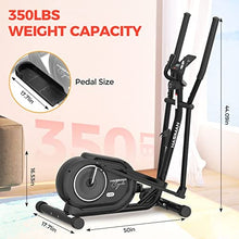 Load image into Gallery viewer, HASIMAN Elliptical Exercise Machine, Elliptical Machine for Home Use, Adjustable Magnetic Elliptical with Pulse Rate Grips and LCD Monitor, 350LB Weight Capacity (Coal Black)
