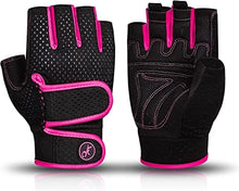 Load image into Gallery viewer, MOREOK Workout Gloves Gym Gloves for Men/Women, [3MM Gel Pad] [3/4 Finger] Weight Lifting Gloves Fitness Gloves for Powerlifting,Exercise,Fitness,Training Pink-L
