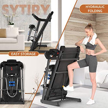Load image into Gallery viewer, SYTIRY Treadmill with 10" Touchscreen and WiFi Connection, 3D Virtual Sports Scene, 3.25hp Foldable Treadmill, Cardio Exercise Runing Machine for Walking and Running Workout (Carbon Black)

