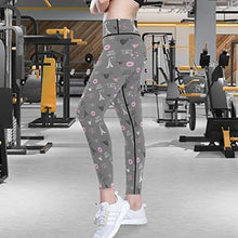 Load image into Gallery viewer, visesunny High Waist Yoga Pants with Pockets Eiffel Tower Pink Lip Heart Grey Buttery Soft Tummy Control Running Workout Pants 4 Way Stretch Pocket Leggings
