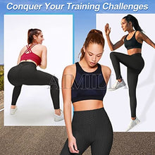 Load image into Gallery viewer, AIMILIA Textured Anti Cellulite Leggings for Women High Waisted Yoga Pants Workout Tummy Control Sport Tights Black
