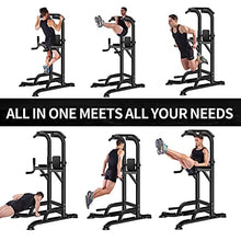 Load image into Gallery viewer, Power Tower Adjustable Height Pull Up &amp; Dip Station Multi-Function Home Strength Training Fitness Workout Station for Home Gym
