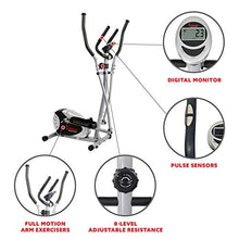 Load image into Gallery viewer, Sunny Health &amp; Fitness SF-E905 Elliptical Machine Cross Trainer with 8 Level Resistance and Digital Monitor , Gray, White, 28 L x 17 W x 57 H
