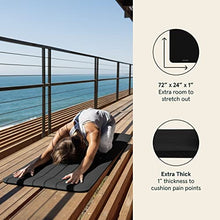 Load image into Gallery viewer, Retrospec Solana Yoga Mat 1" Thick w/Nylon Strap for Men &amp; Women - Non Slip Exercise Mat for Home Yoga, Pilates, Stretching, Floor &amp; Fitness Workouts - Black
