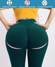 Load image into Gallery viewer, AIMILIA Butt Lifting Anti Cellulite Leggings for Women High Waisted Yoga Pants Workout Tummy Control Sport Tights - Y-tight-green
