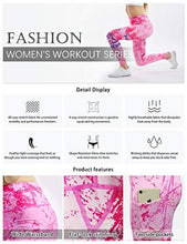 Load image into Gallery viewer, COOLOMG Women's Yoga Pants Printed Leggings Workout Running Tights with Side Pockets Light Pink S
