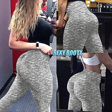 Load image into Gallery viewer, Murandick Textured Leggings for Women Scrunch High Waist Textured Yoga Workout Pants - Grey White
