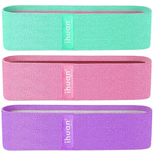 Load image into Gallery viewer, ihuan Resistance Bands for Legs and Butt, 3 Levels Exercise Band, Anti-Slip &amp; Roll Elastic Workout Booty Bands for Women Squat Glute Hip Training
