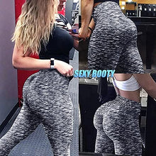 Load image into Gallery viewer, Murandick Textured Leggings for Women Scrunch High Waist Textured Yoga Workout Pants - Blue/Grey
