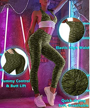 Load image into Gallery viewer, Murandick Textured Leggings for Women Scrunch High Waist Textured Yoga Workout Pants - Dazzle Green
