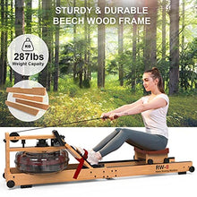 Load image into Gallery viewer, SNODE Wood Water Rowing Machine with Bluetooth, Foldable Rowing Machine Water Resistance for Home Use with LCD Monitor, Wood Indoor Rower, Soft Seat, Home Fitness Workout
