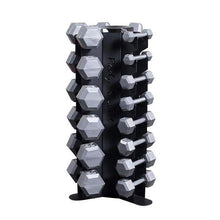 Load image into Gallery viewer, Body-Solid Vertical 5-50 lb. Hex Dumbbell Package Solid Weight Set - The Home Fitness Corp
