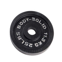 Load image into Gallery viewer, Cast Iron Olympic Weights 2.5lb., 5lb., 10lb., 25lb., 35lb., 45lb. and 100lb. plates - The Home Fitness Corp
